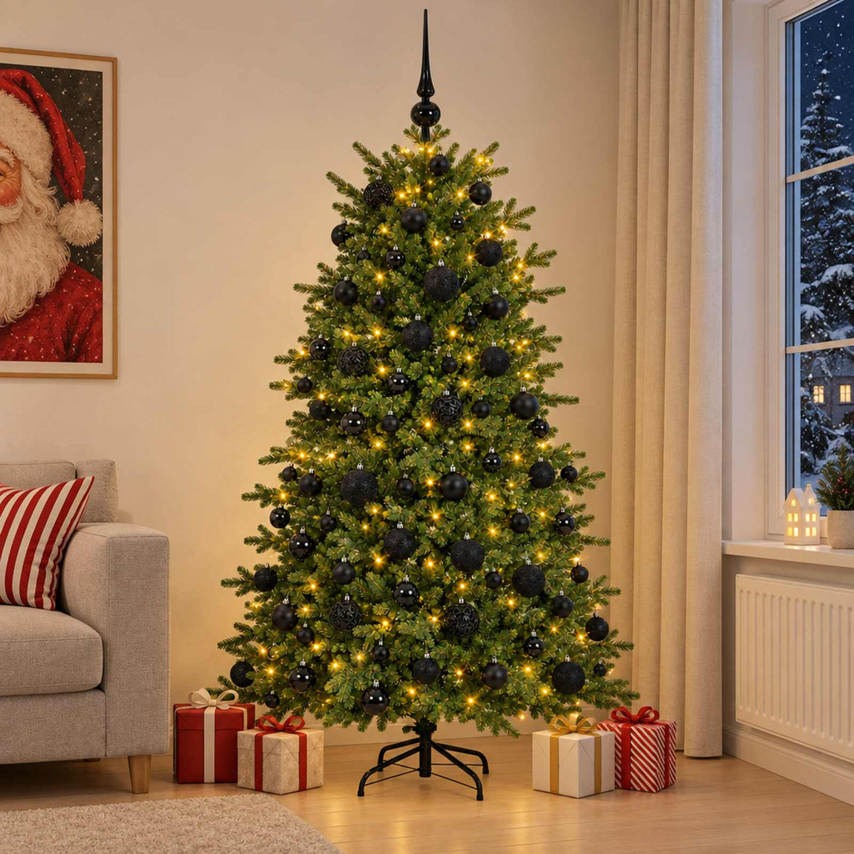 vidaXL Sztuczna choinka z bombką 180 cm 300 LED Ciepła biel
