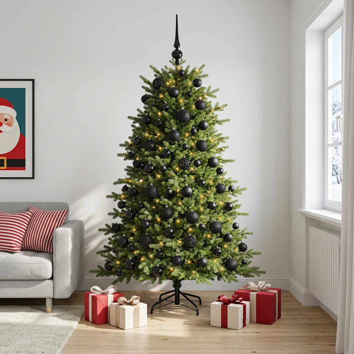 vidaXL Sztuczna choinka z bombką 180 cm 300 LED Ciepła biel