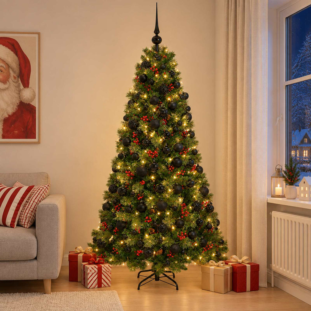 vidaXL Sztuczna choinka z bombką 180 cm 300 LED Ciepła biel