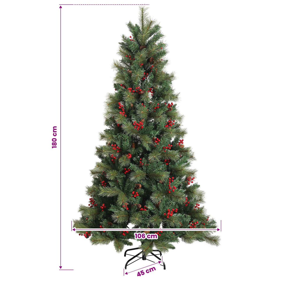 vidaXL Sztuczna choinka z bombką 180 cm 300 LED Ciepła biel