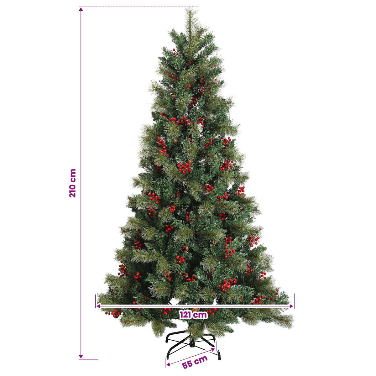 vidaXL Sztuczna choinka z bombką 210 cm 300 LED Ciepła biel