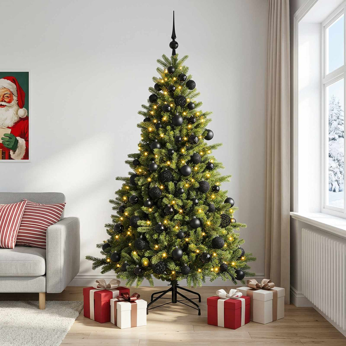 vidaXL Sztuczna choinka z bombką 240 cm 300 LED Ciepła biel