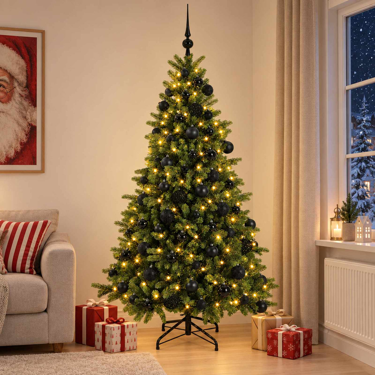 vidaXL Sztuczna choinka z bombką 240 cm 300 LED Ciepła biel