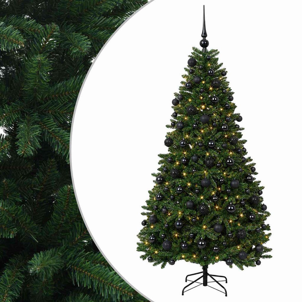vidaXL Sztuczna choinka, średniozielona, z bombkami 180 cm 300 LED