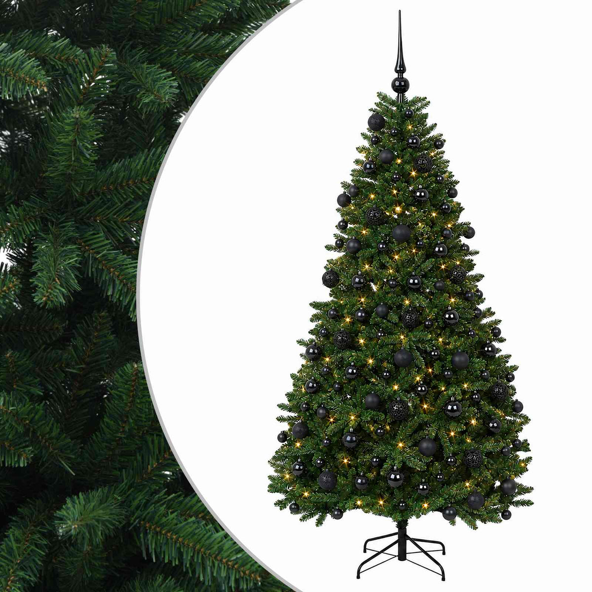 vidaXL Sztuczna choinka, średniozielona, z bombkami 210 cm 300 LED