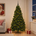 vidaXL Sztuczna choinka, średniozielona, z bombkami 210 cm 300 LED