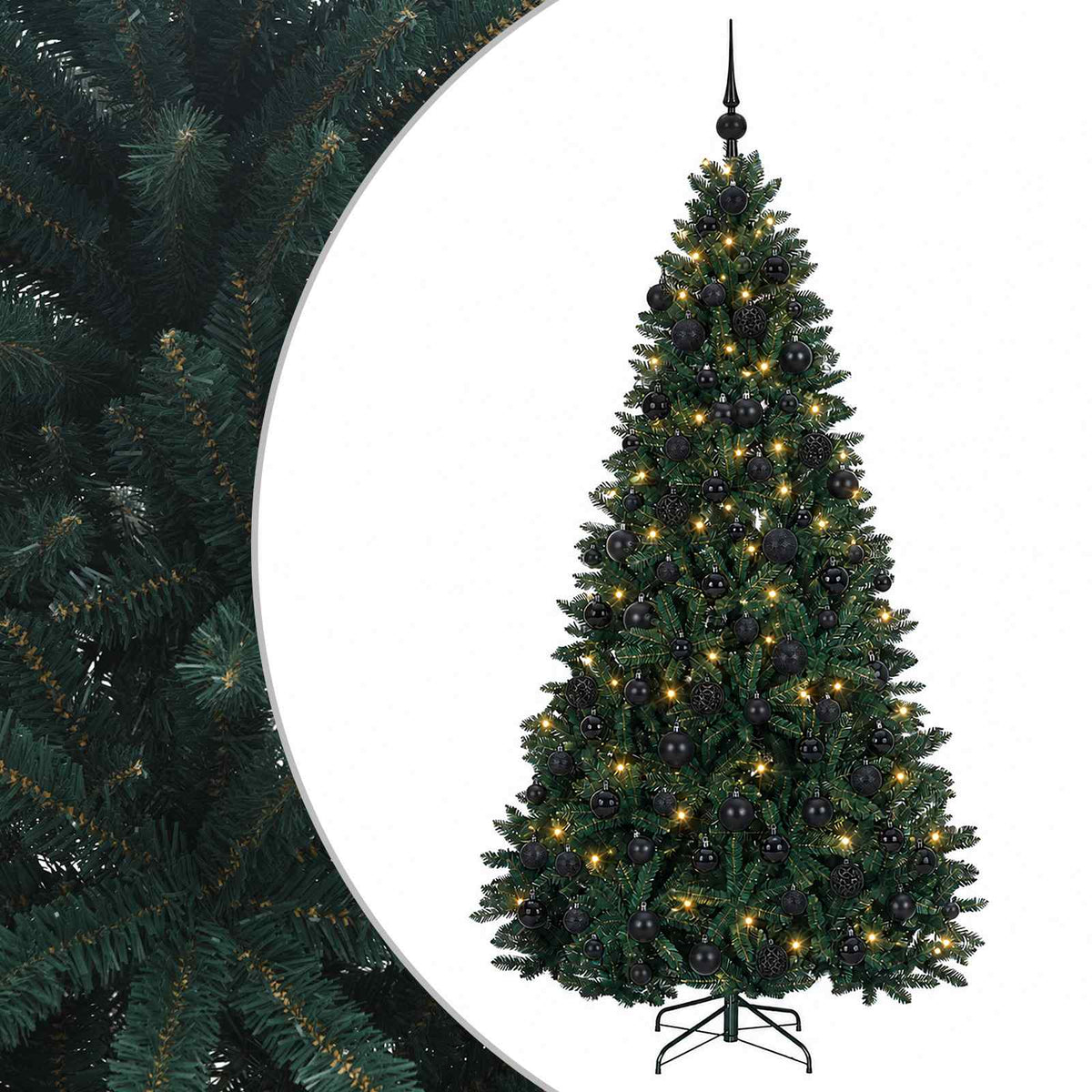 vidaXL Sztuczna choinka z bombkami, ciemnozielona 180 cm 300 LED