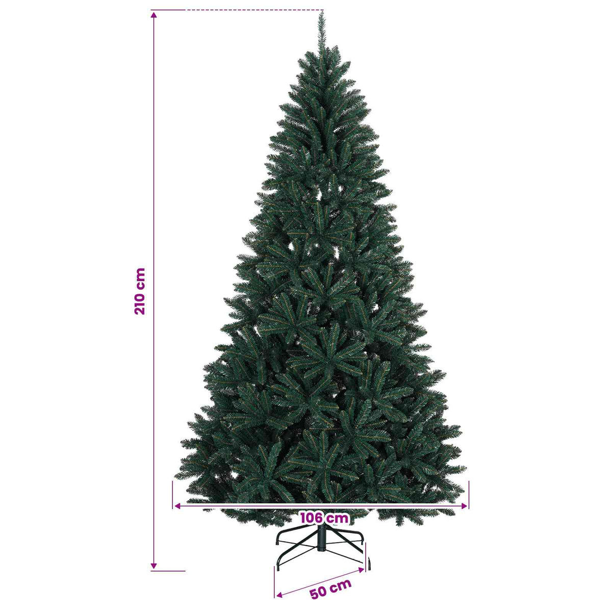 vidaXL Sztuczna choinka ciemnozielona z bombkami 210 cm 300 LED