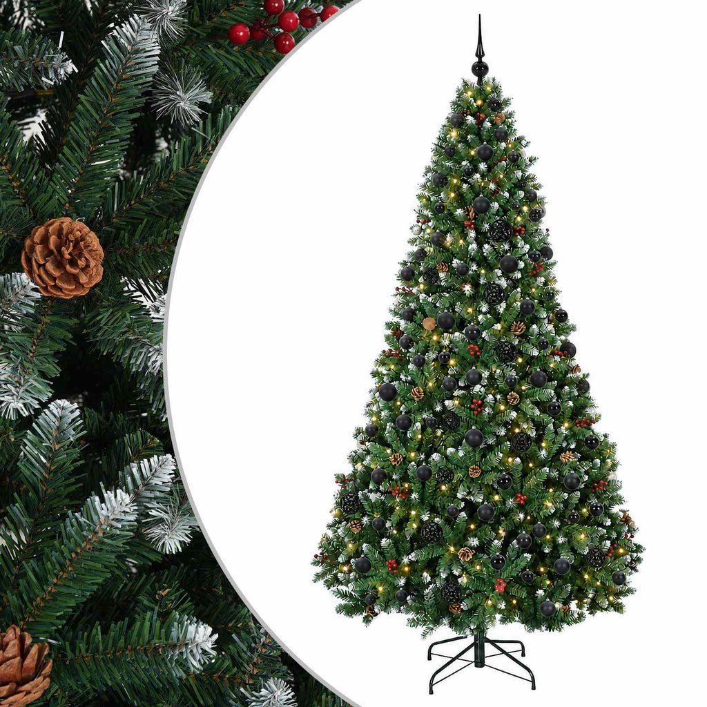 vidaXL Sztuczna choinka, zielona, z bombkami 210 cm 300 LED