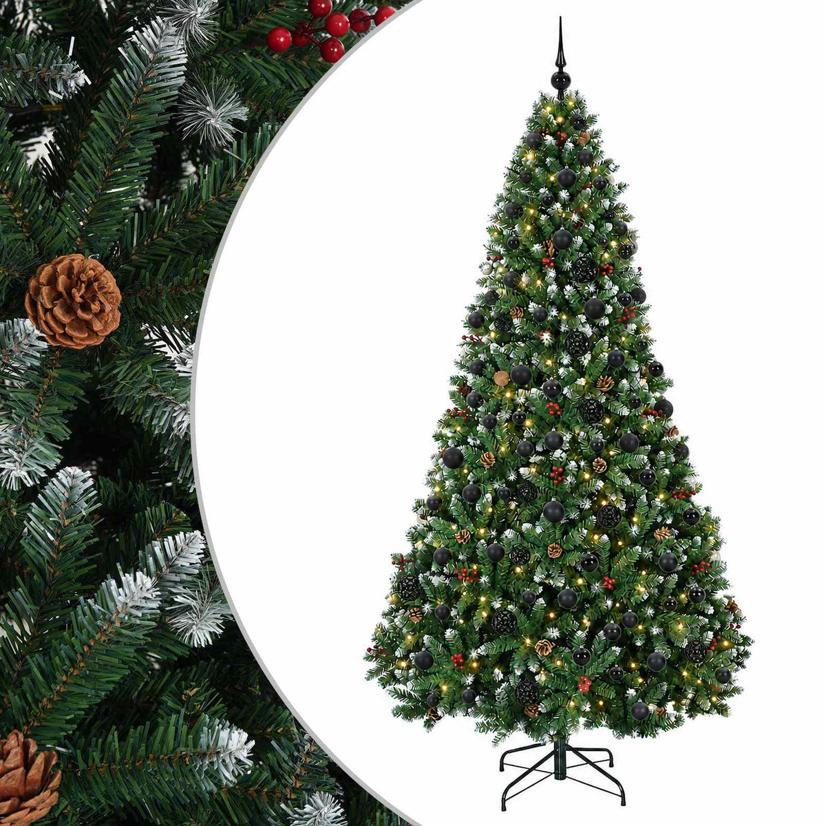 vidaXL Sztuczna choinka zielona z bombkami 240 cm 300 LED Ciepła biel