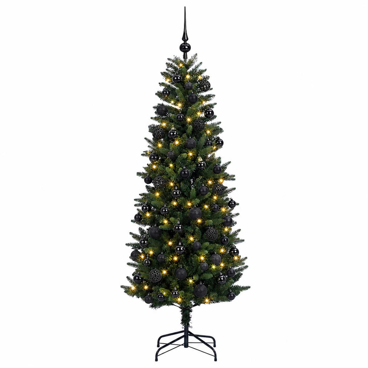 vidaXL Sztuczna choinka z bombkami 180 cm 300 LED Ciepła biel PE i PVC