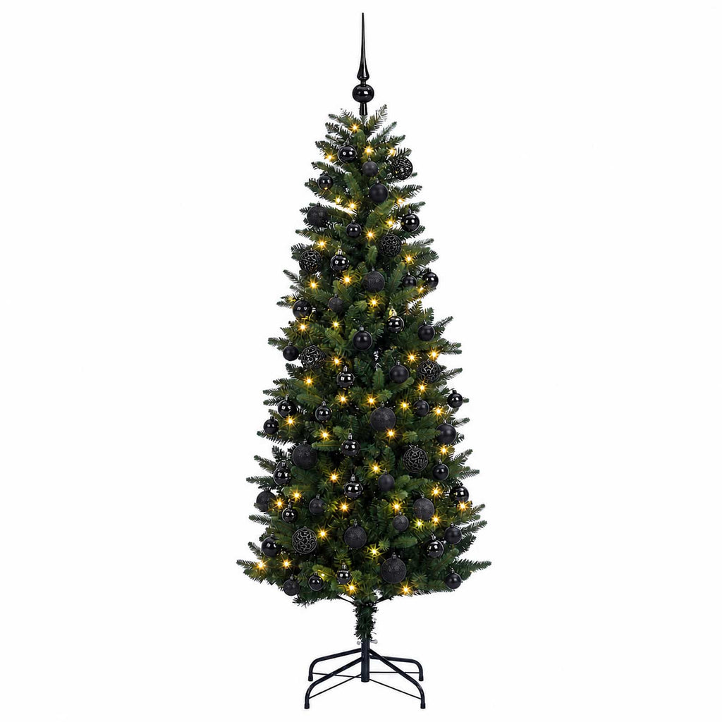 vidaXL Sztuczna choinka z bombkami 210 cm 300 LED Ciepła biel PE i PVC