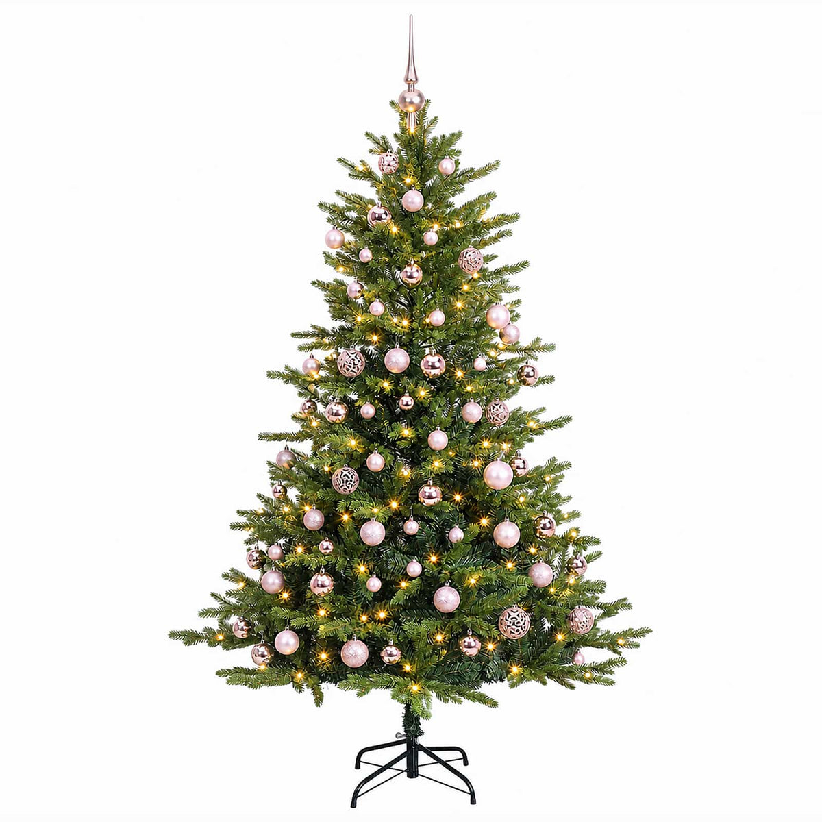 vidaXL Sztuczna choinka z bombkami 210 cm 300 LED Ciepła biel