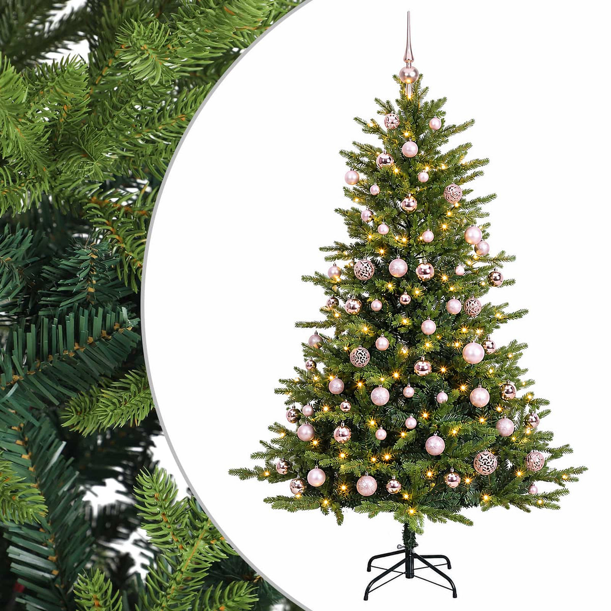 vidaXL Sztuczna choinka z bombkami 240 cm 300 LED Ciepła biel