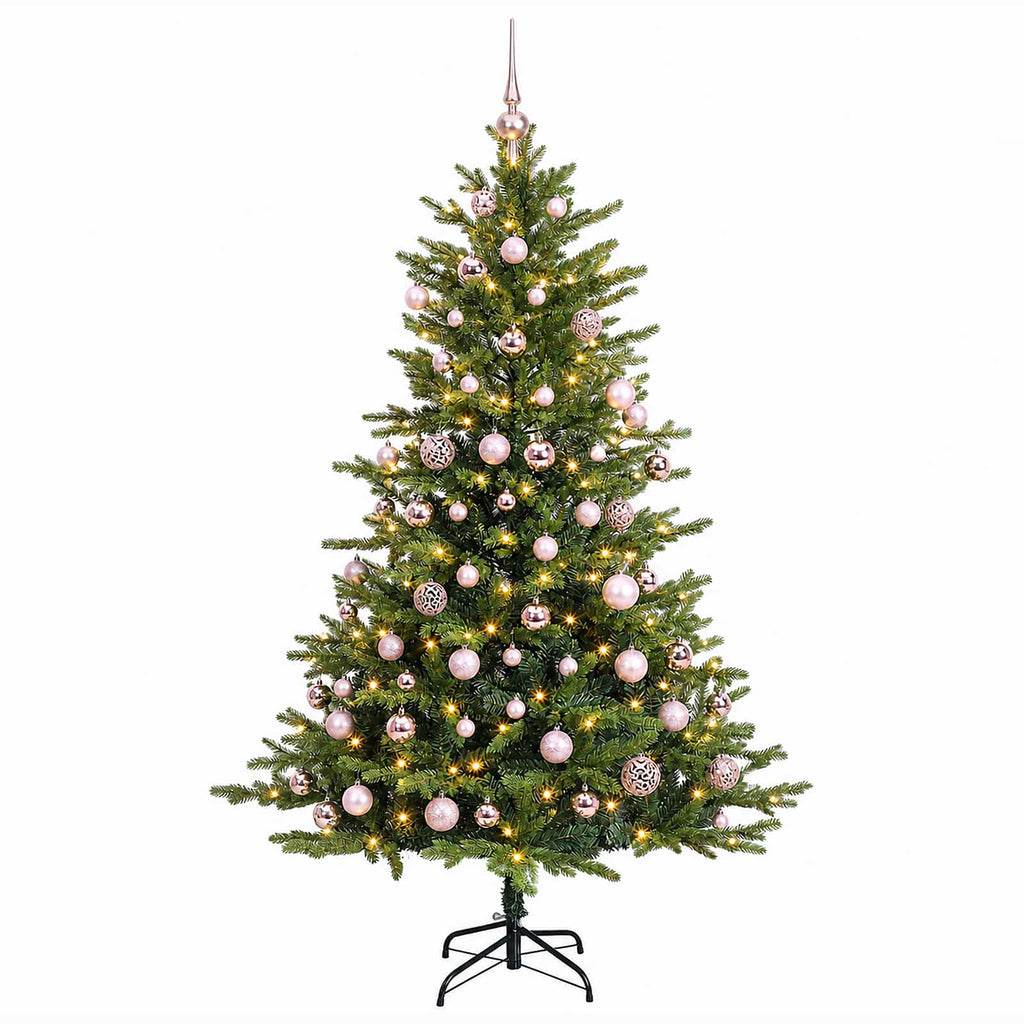 vidaXL Sztuczna choinka z bombkami 240 cm 300 LED Ciepła biel