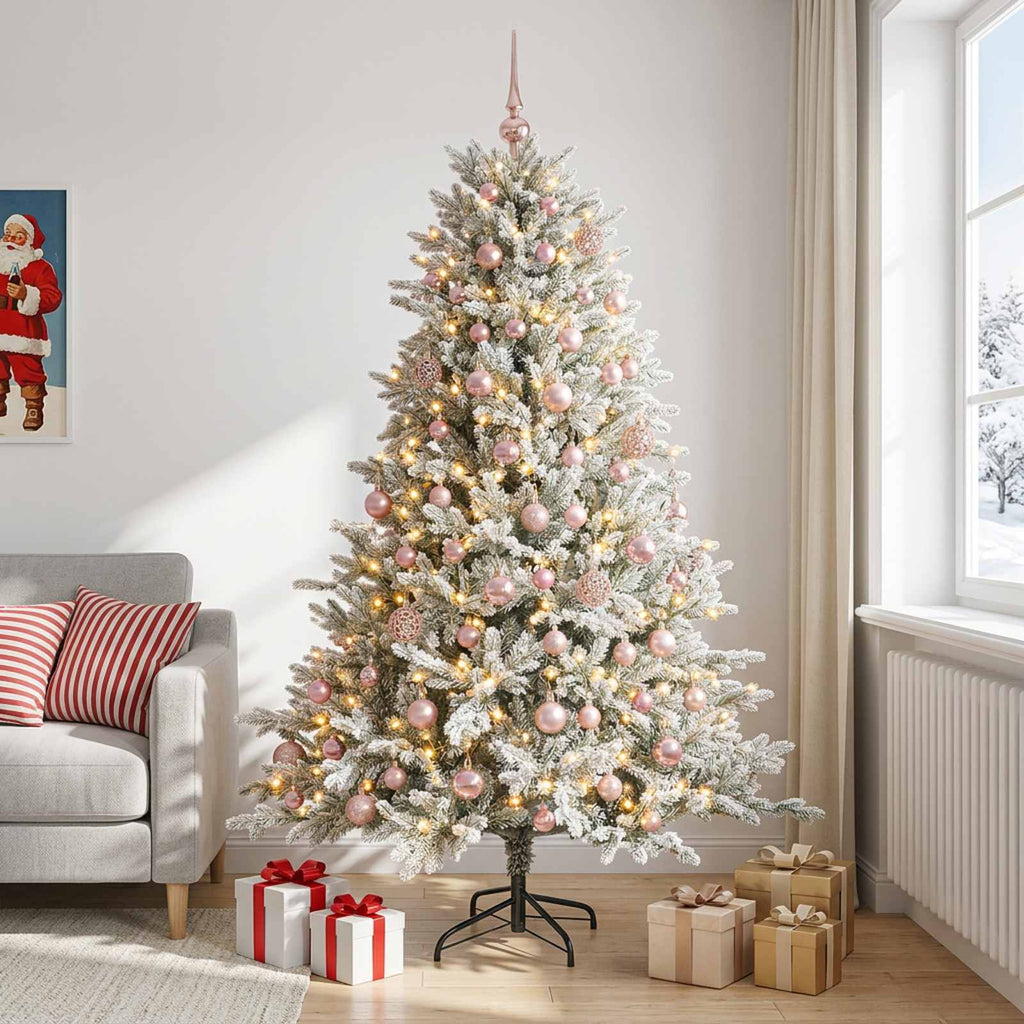 vidaXL Sztuczna choinka z bombkami 180 cm 300 LED Ciepła biel