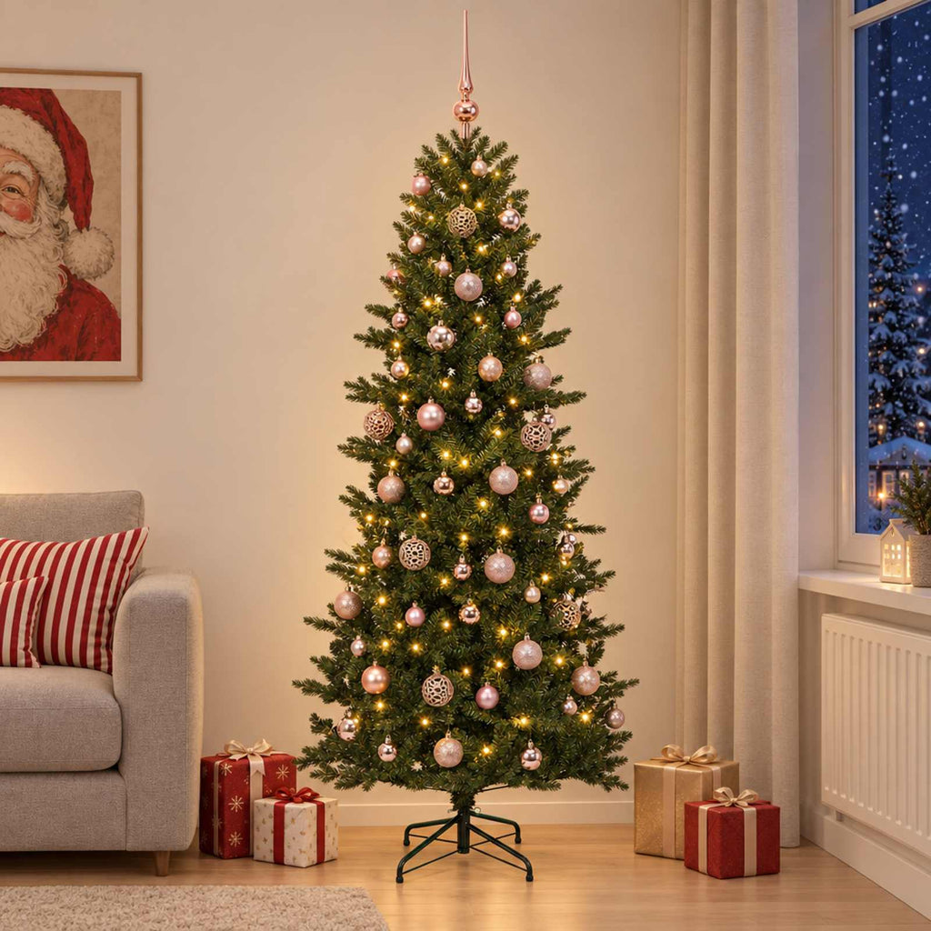 vidaXL Sztuczna choinka z bombką 210 cm 300 LED Ciepła biel PVC i PE