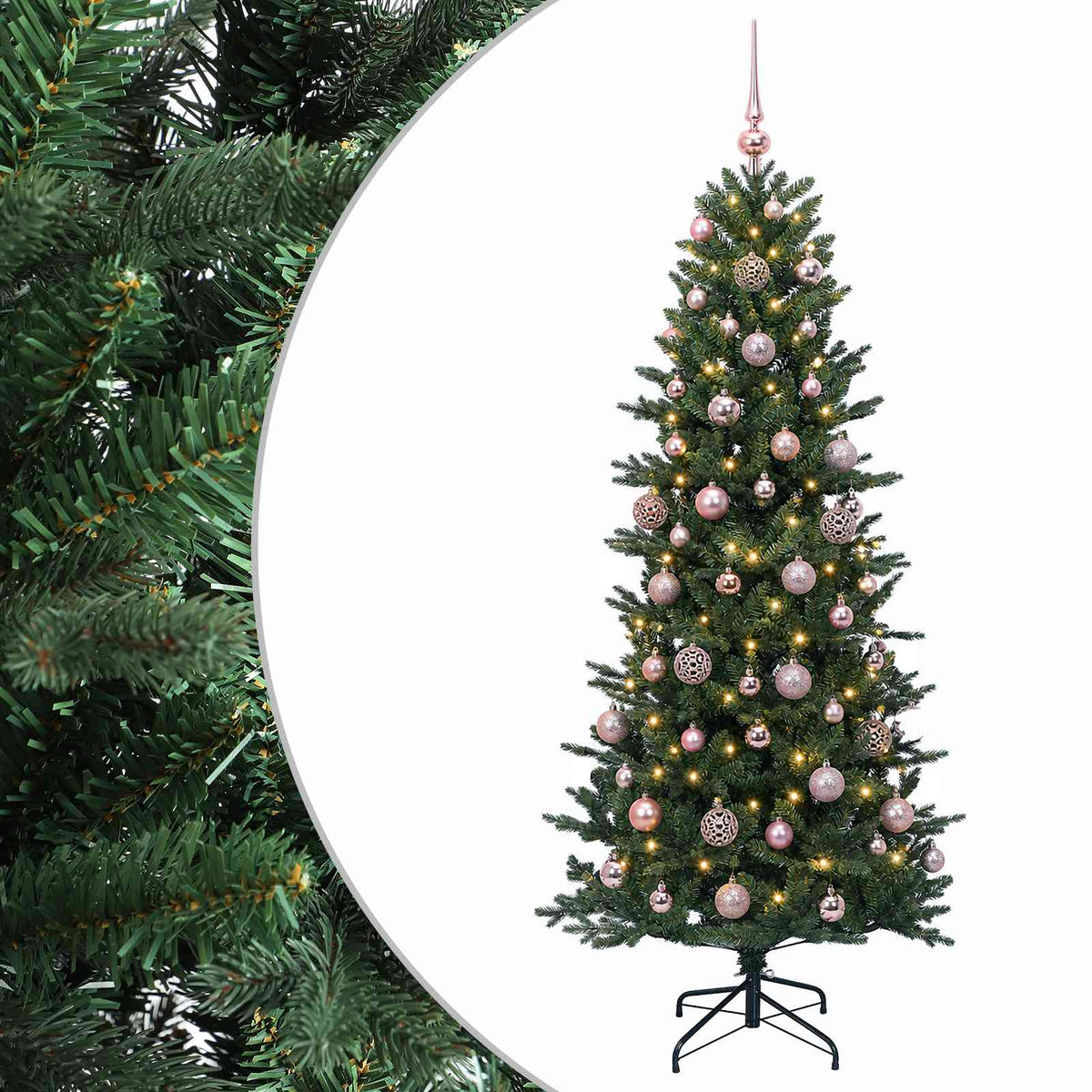 vidaXL Sztuczna choinka z bombką 180 cm 300 LED Ciepła biel PVC i PE