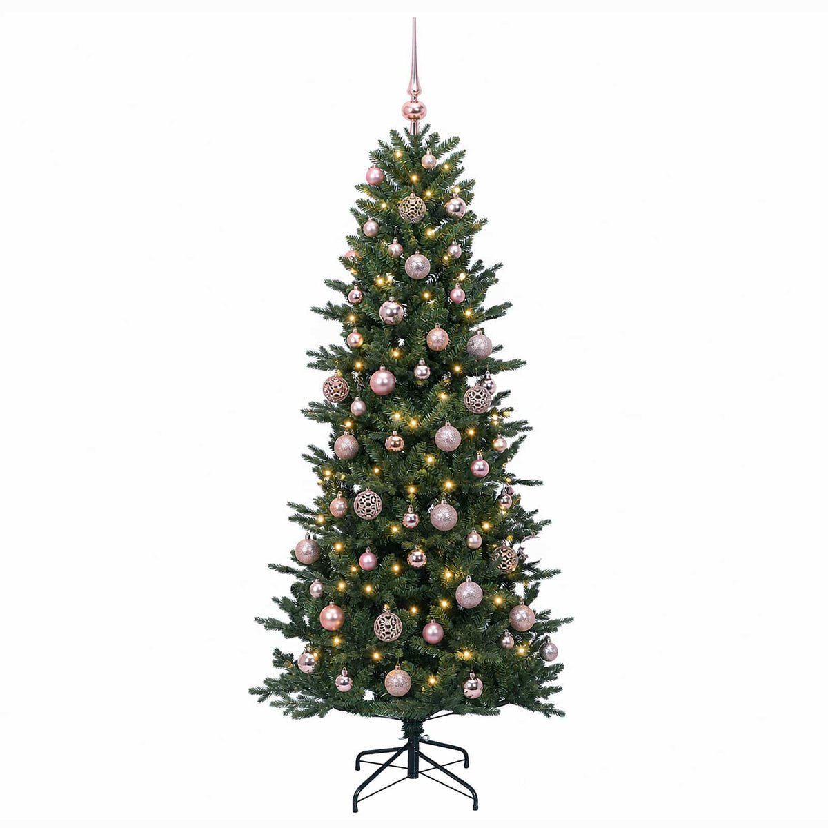 vidaXL Sztuczna choinka z bombką 180 cm 300 LED Ciepła biel PVC i PE