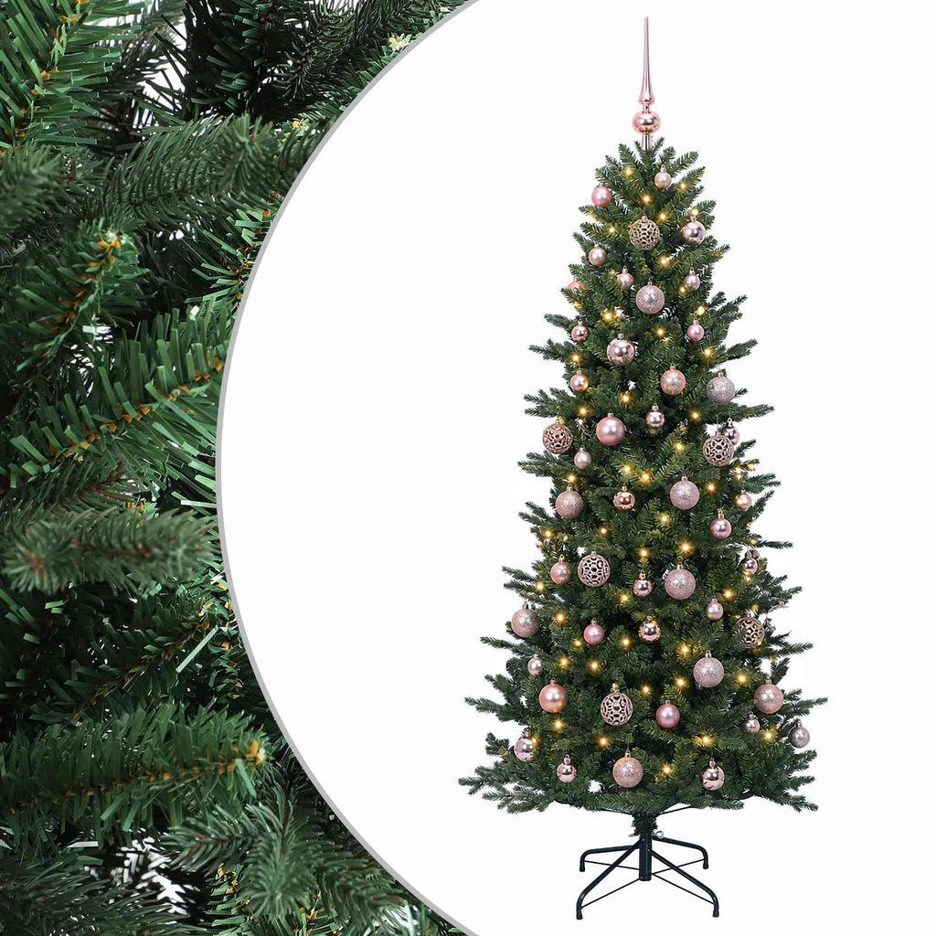 vidaXL Sztuczna choinka z bombką 210 cm 300 LED Ciepła biel PVC i PE