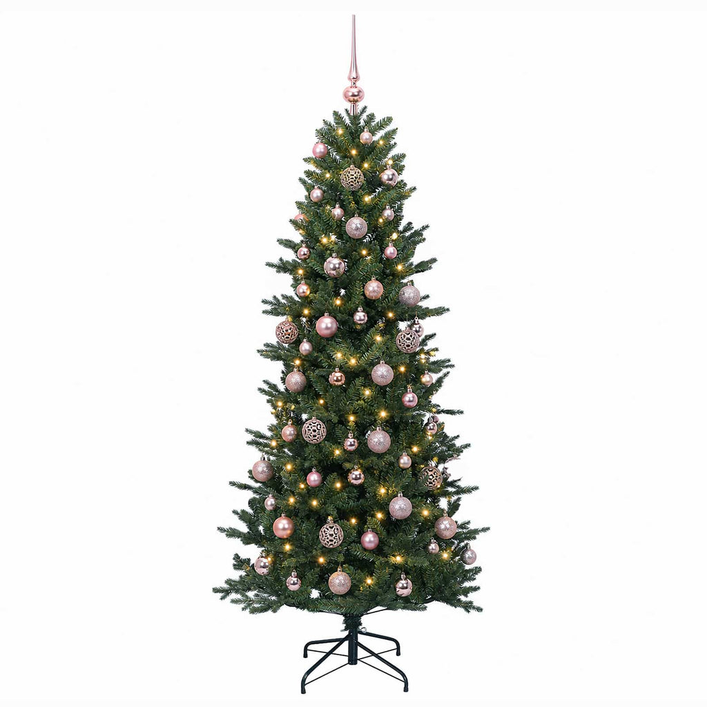 vidaXL Sztuczna choinka z bombką 210 cm 300 LED Ciepła biel PVC i PE