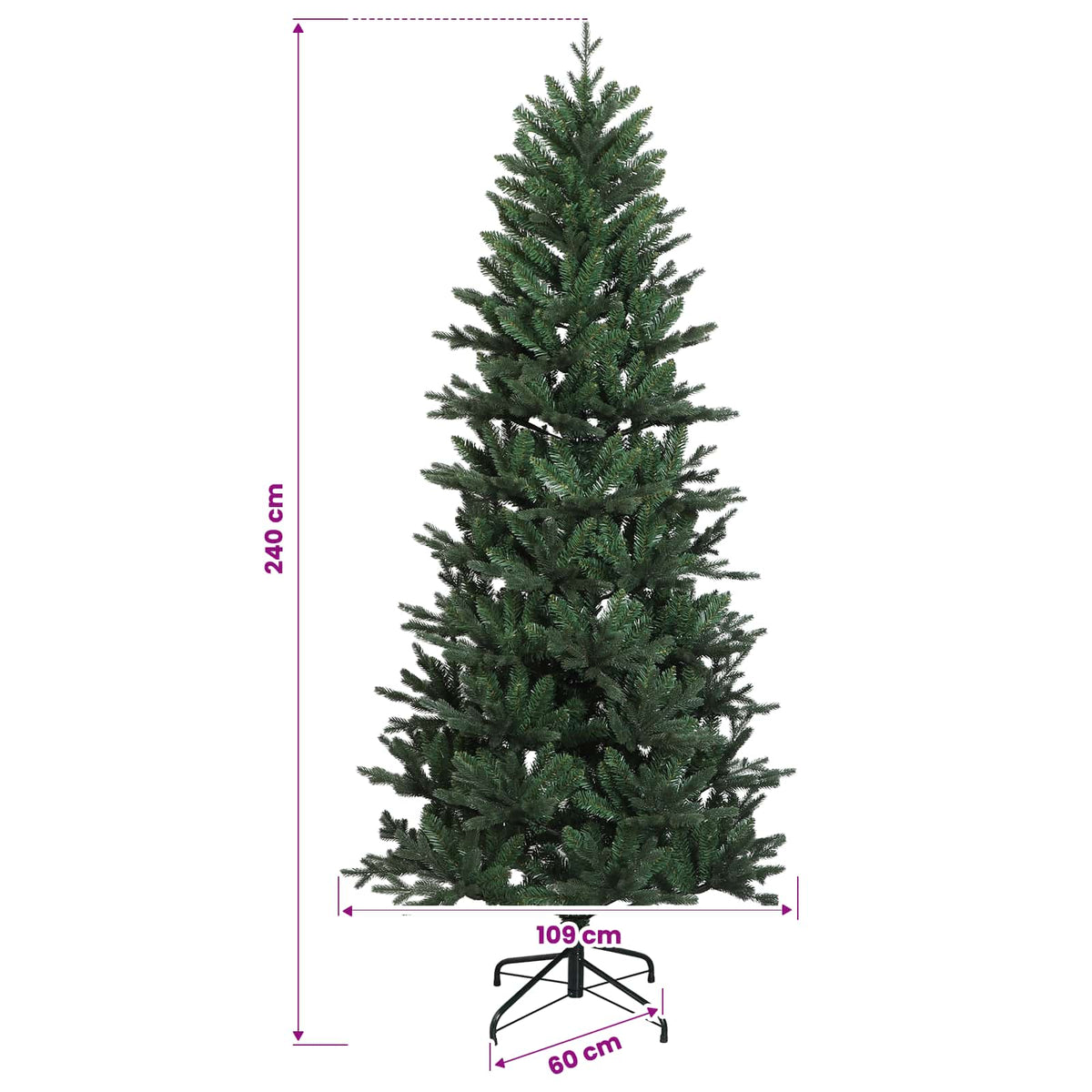 vidaXL Sztuczna choinka z bombką 240 cm 300 LED Ciepła biel PVC i PE
