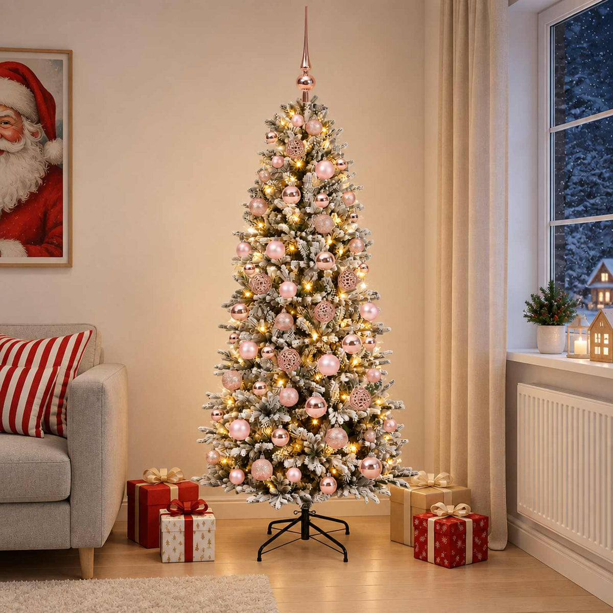 vidaXL Sztuczna choinka z bombką 180 cm 300 LED Ciepła biel PVC i PE
