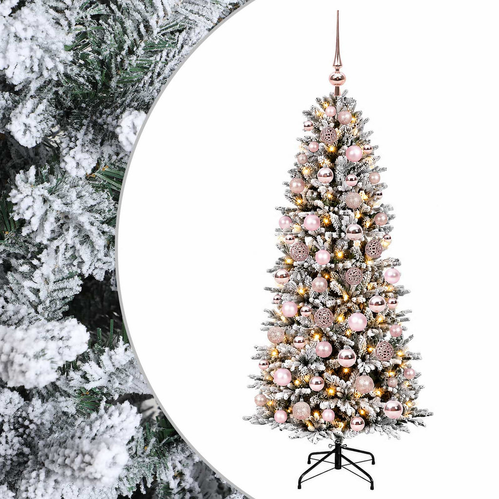 vidaXL Sztuczna choinka z bombką 210 cm 300 LED Ciepła biel PVC i PE