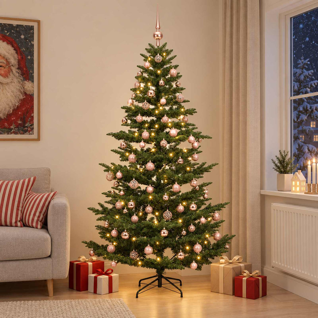 vidaXL Sztuczna choinka z bombką 240 cm 300 LED Ciepła biel PE i PVC