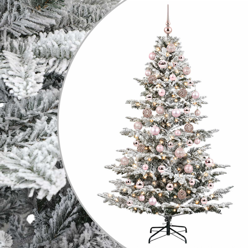 vidaXL Sztuczna choinka z bombką 210 cm 300 LED Ciepła biel PE i PVC
