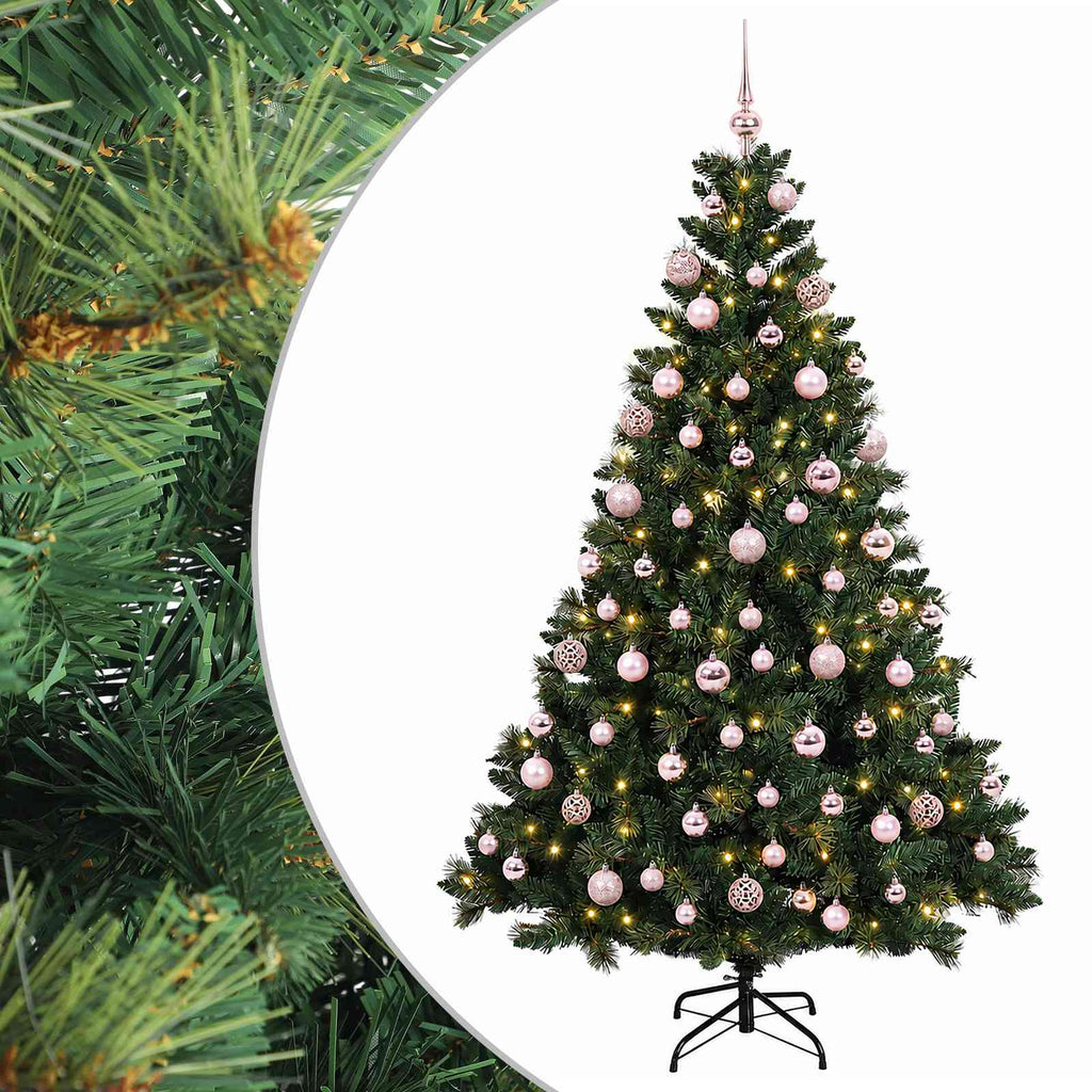 vidaXL Sztuczna choinka z bombkami 240 cm 300 LED Ciepła biel