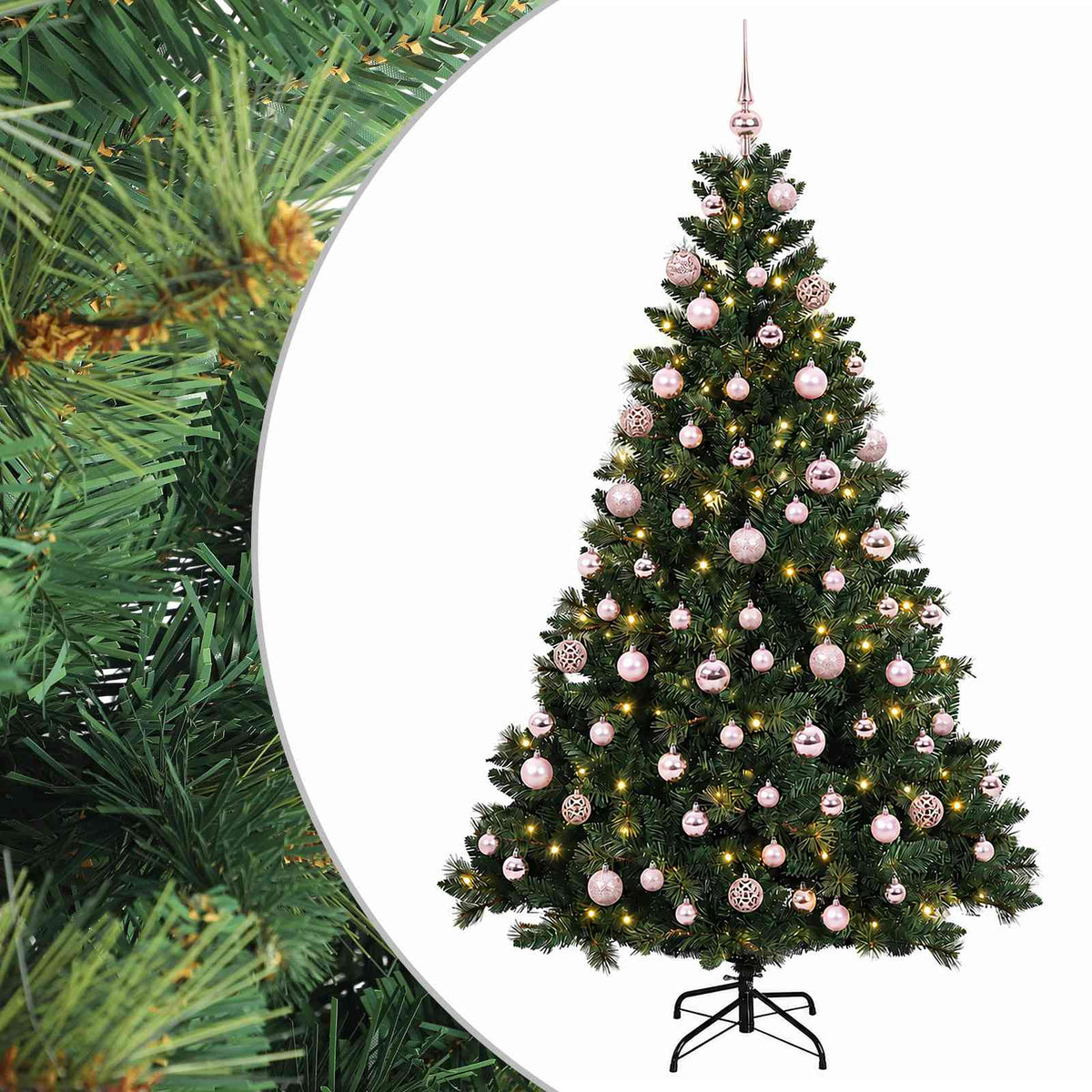 vidaXL Sztuczna choinka z bombkami 240 cm 300 LED Ciepła biel