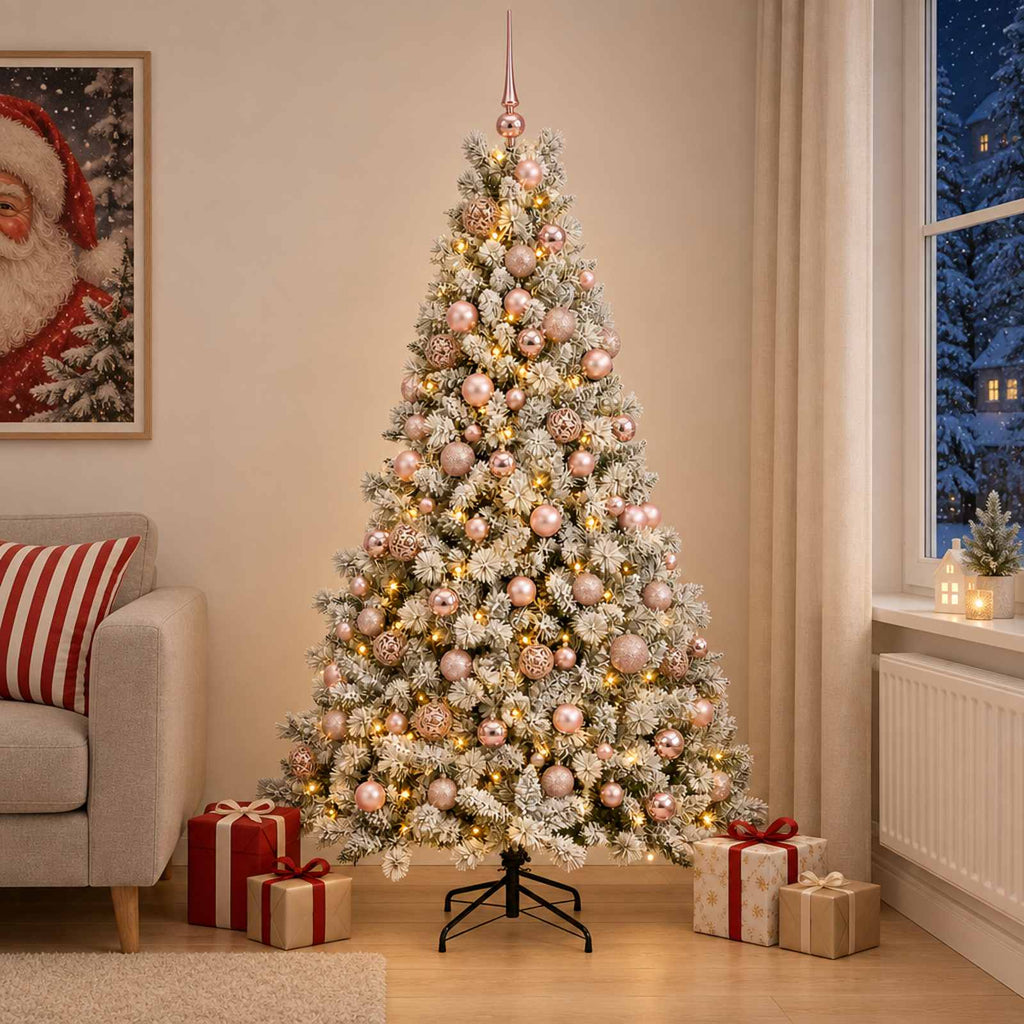 vidaXL Sztuczna choinka z bombkami 210 cm 300 LED Ciepła biel