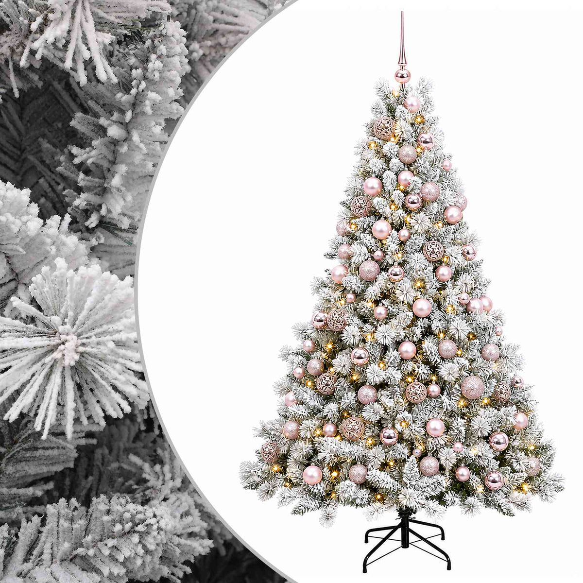 vidaXL Sztuczna choinka z bombkami 240 cm 300 LED Ciepła biel