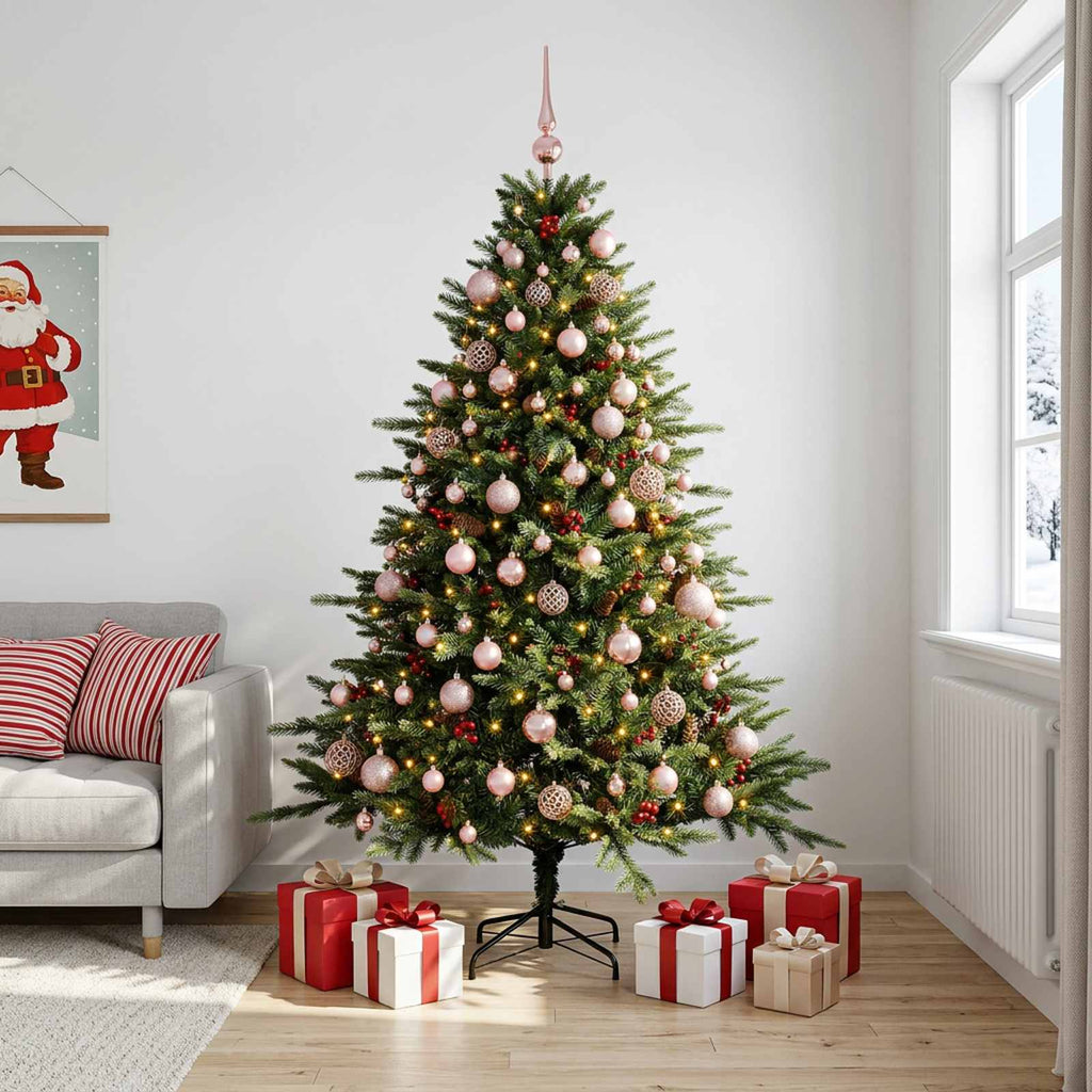vidaXL Sztuczna choinka z bombką 210 cm 300 LED Ciepła biel