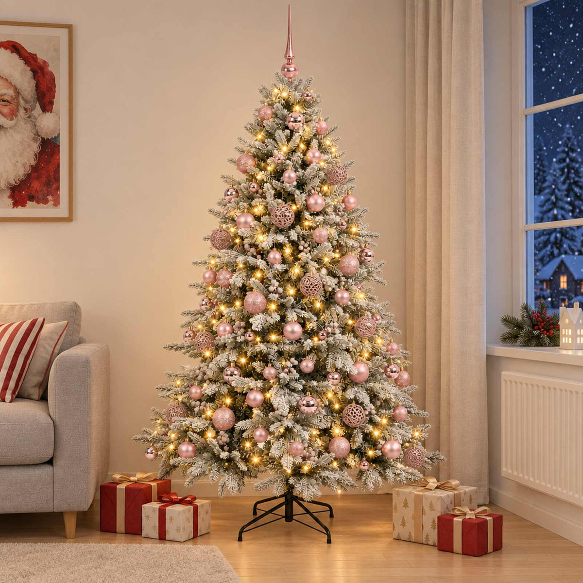 vidaXL Sztuczna choinka z bombką 180 cm 300 LED Ciepła biel