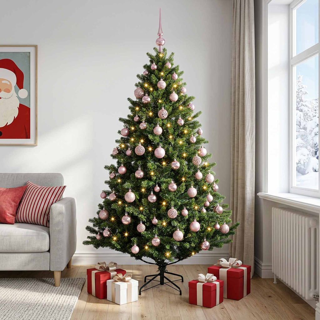 vidaXL Sztuczna choinka z bombkami 210 cm 300 LED Ciepła biel