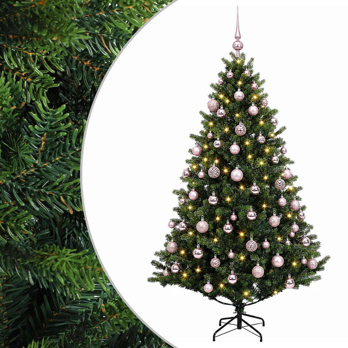 vidaXL Sztuczna choinka z bombkami 210 cm 300 LED Ciepła biel