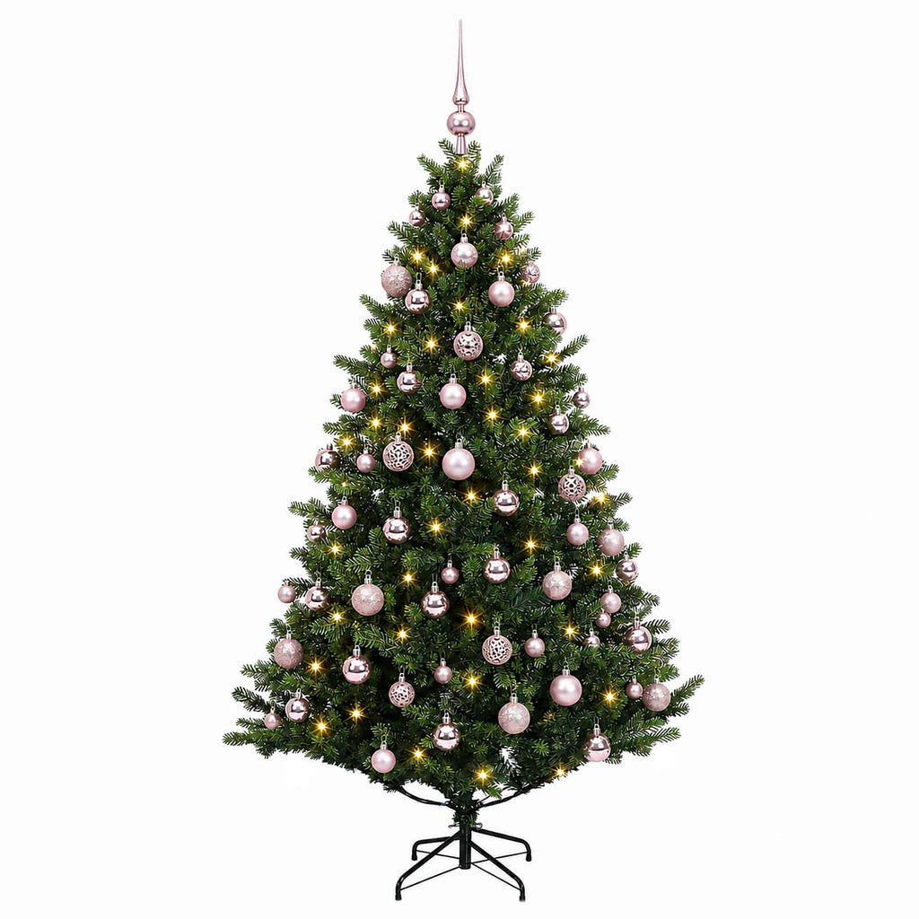 vidaXL Sztuczna choinka z bombkami 210 cm 300 LED Ciepła biel