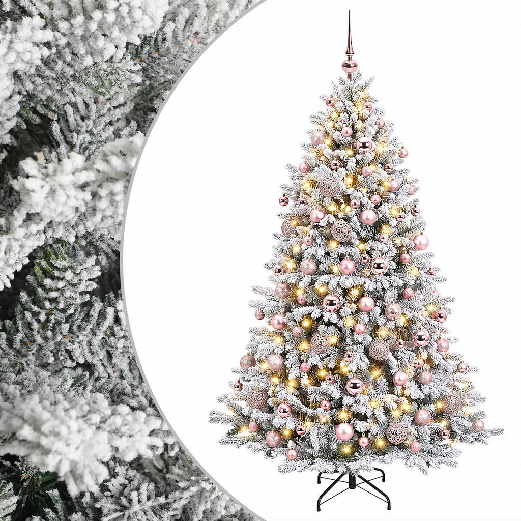 vidaXL Sztuczna choinka z bombkami 210 cm 300 LED Ciepła biel