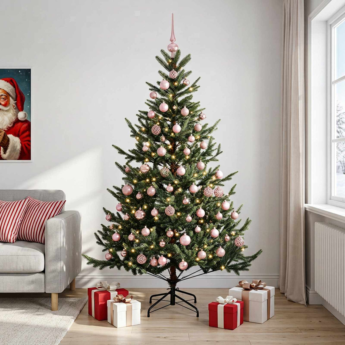 vidaXL Sztuczna choinka z bombką 240 cm 300 LED Ciepła biel