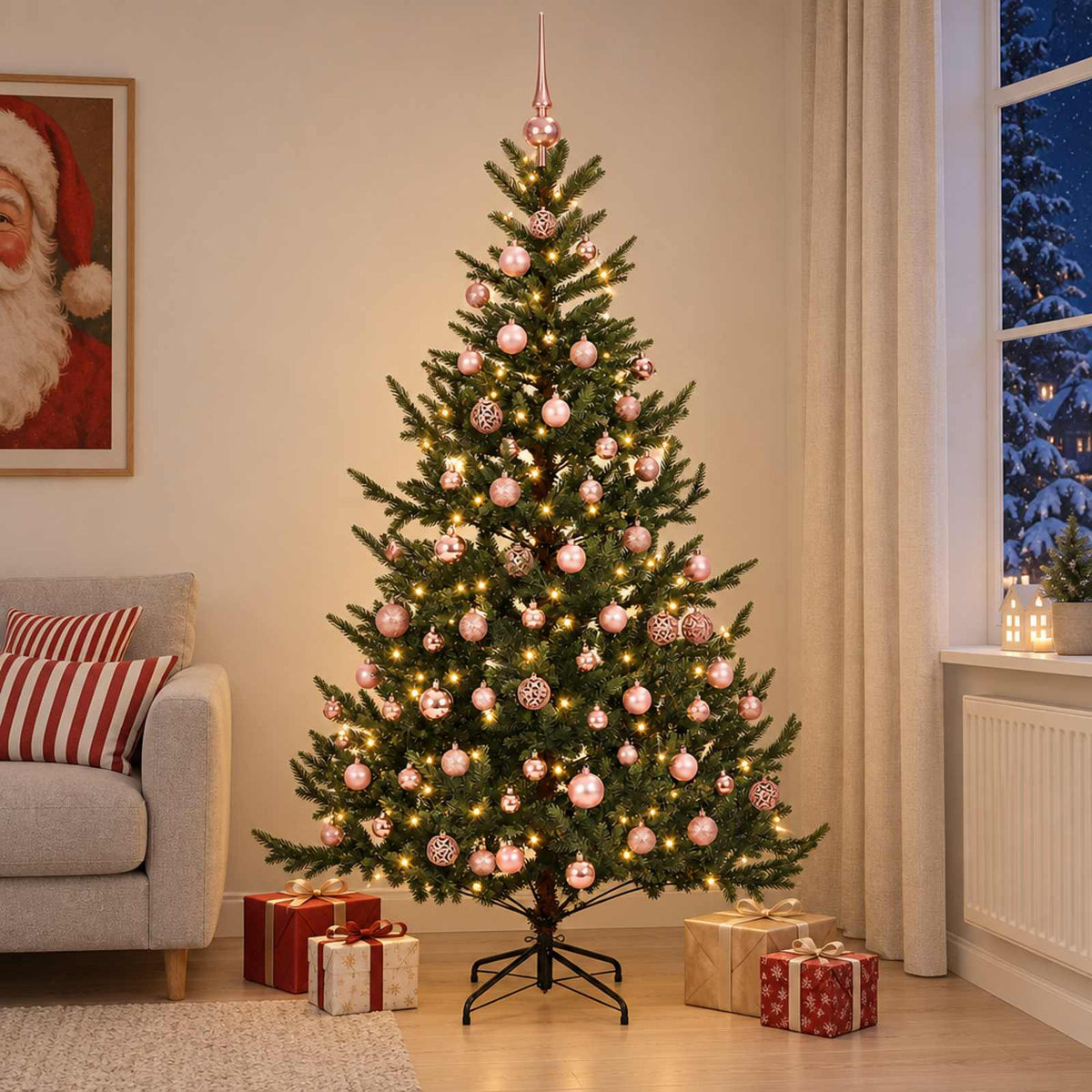 vidaXL Sztuczna choinka z bombką 240 cm 300 LED Ciepła biel