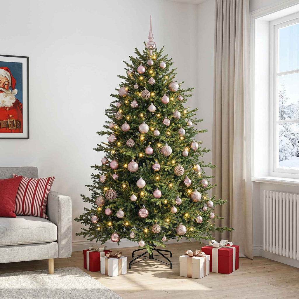 vidaXL Sztuczna choinka z bombką 210 cm 300 LED Ciepła biel