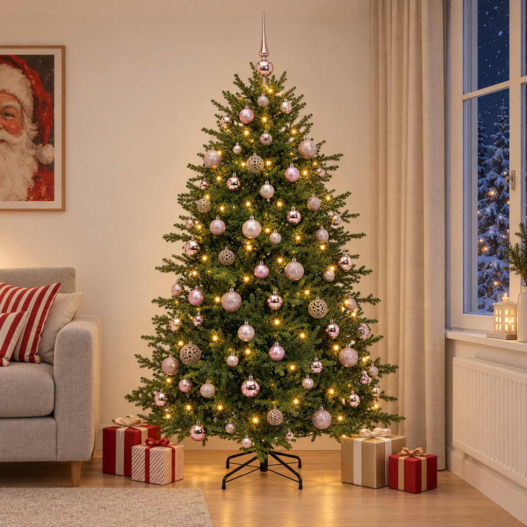 vidaXL Sztuczna choinka z bombką 210 cm 300 LED Ciepła biel