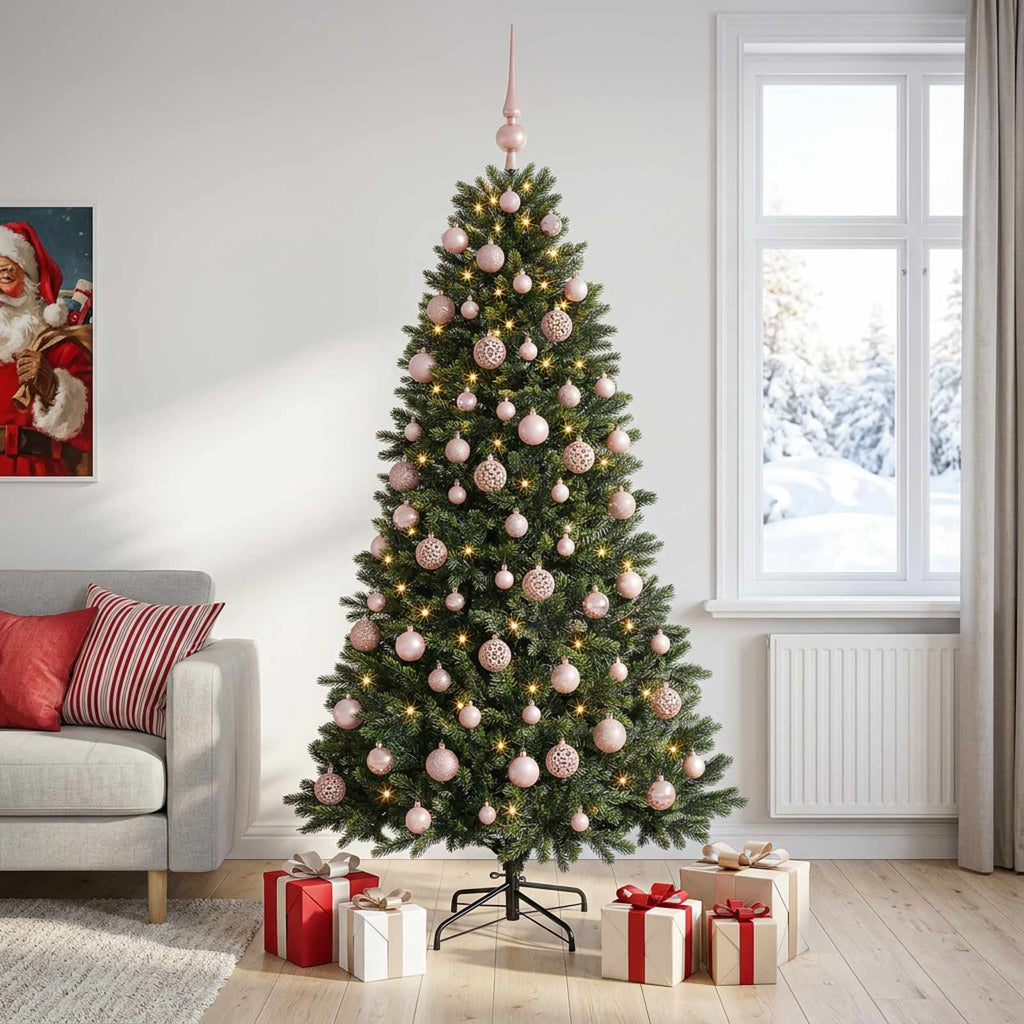 vidaXL Sztuczna choinka z bombkami 180 cm 300 LED Ciepła biel