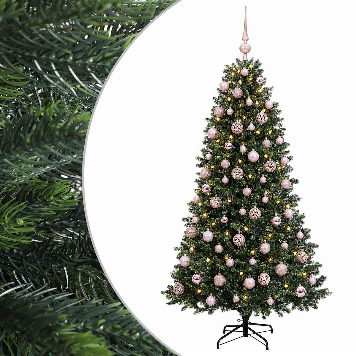 vidaXL Sztuczna choinka z bombkami 240 cm 300 LED Ciepła biel