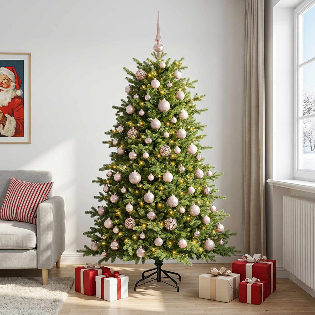 vidaXL Sztuczna choinka z bombką 210 cm 300 LED Ciepła biel