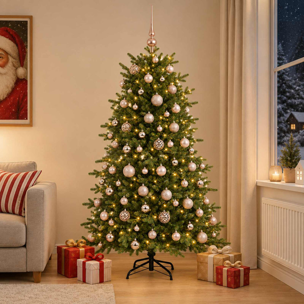 vidaXL Sztuczna choinka z bombką 180 cm 300 LED Ciepła biel