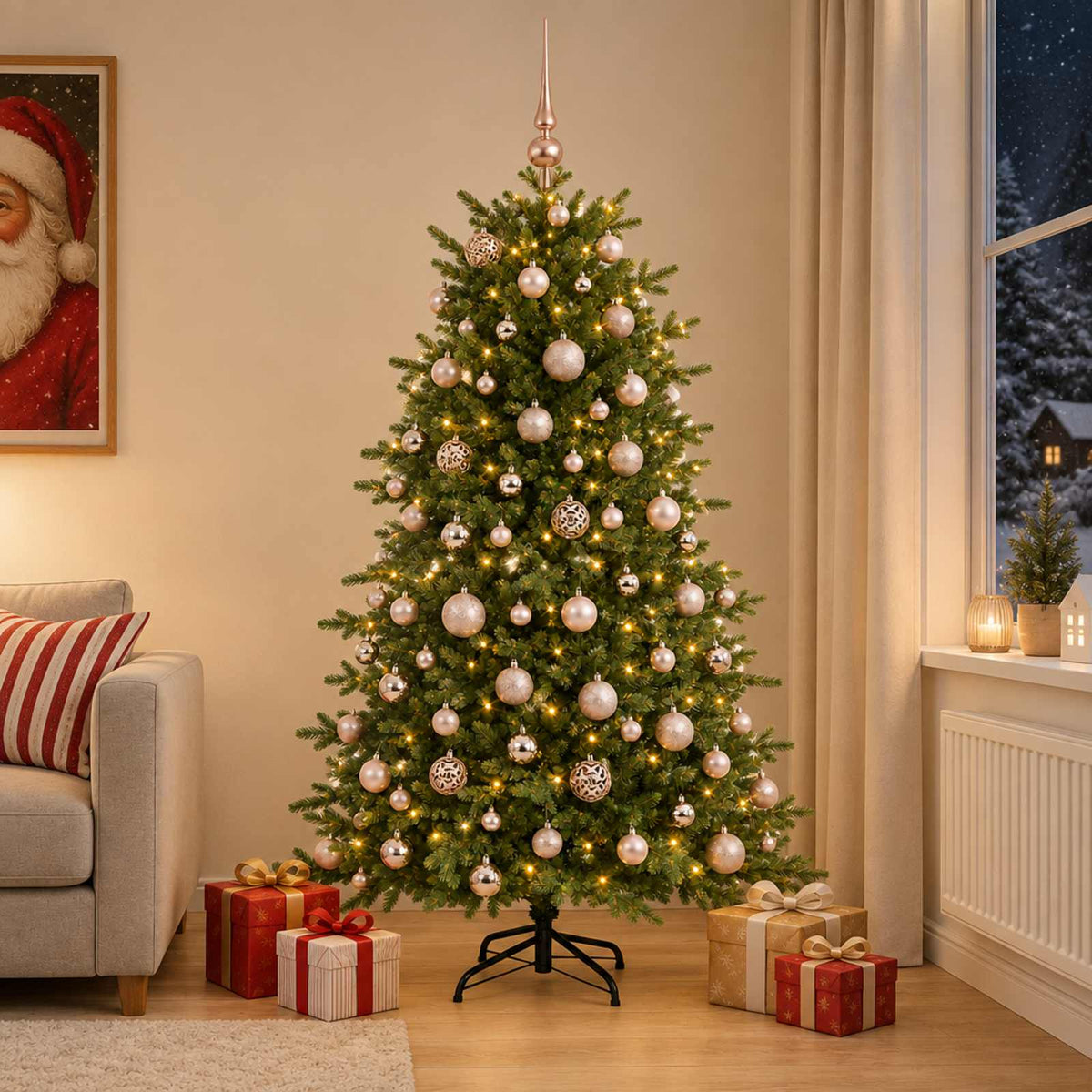vidaXL Sztuczna choinka z bombką 180 cm 300 LED Ciepła biel