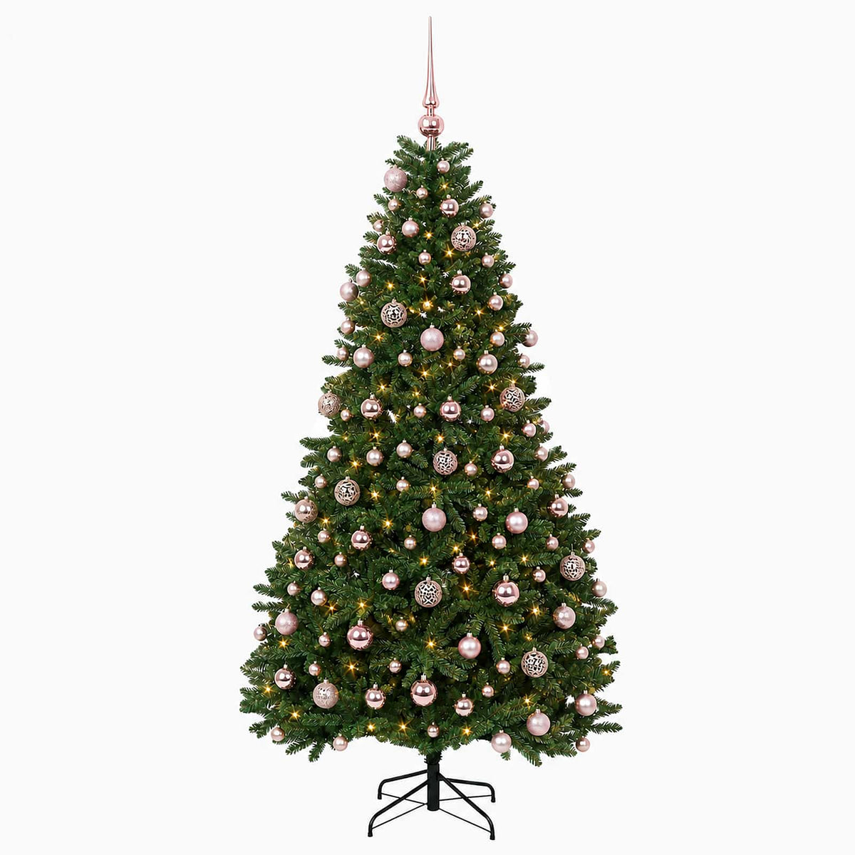 vidaXL Sztuczna choinka, średniozielona, z bombkami 180 cm 300 LED